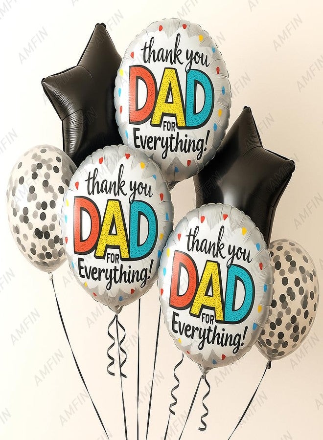 AMFIN (Pack of 7) Thankyou Dad Balloon Fathers Birthday Gift for Dad Father's Day Decoration Foil Balloon Papa Birthday Decoration - Image 1